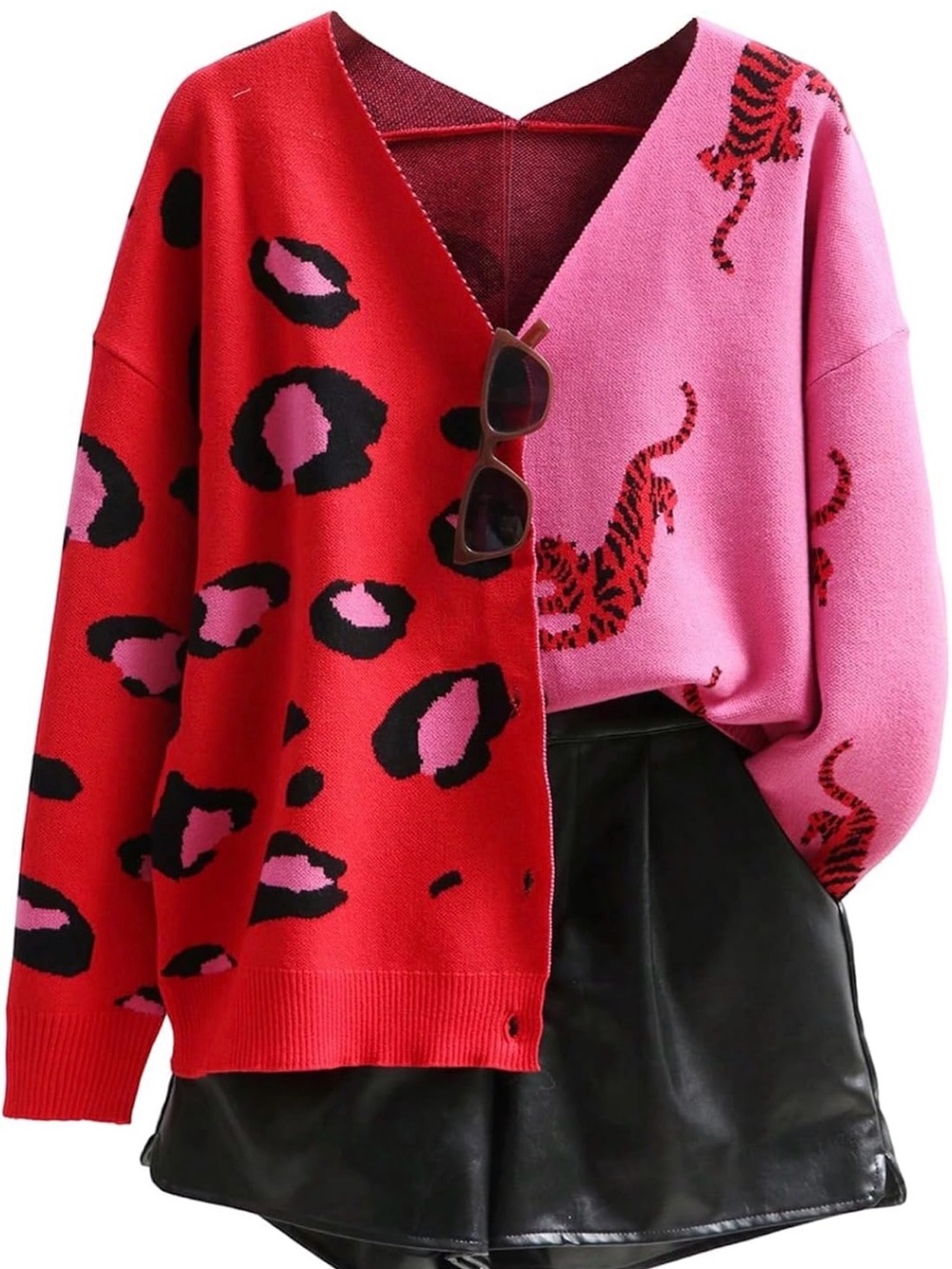 Women’s sweater pink and red leopard size small